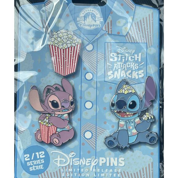 2024 Disney Parks Stitch Attacks Snacks Popcorn Pin Set Series 2/12